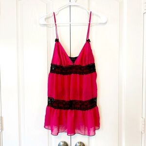 Secret Treasures Babydoll Hot Pink Polyester with Lace Size Medium